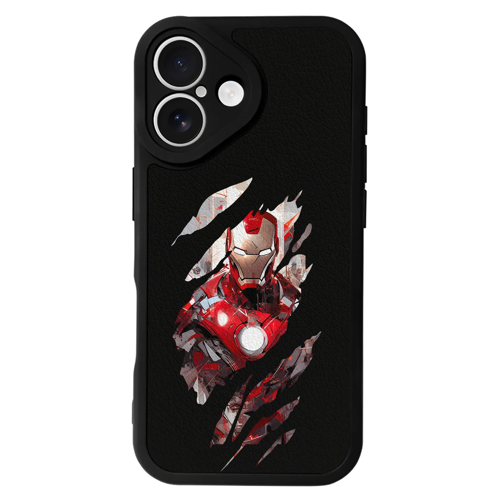 アベンジャーズ (Avenjāzu) グッズ アイアンマン（Iron Man） - IPhone 16シリーズ対応 ・ シリコンスマホケース ・ レザー調 ・ 高精度フィット ・ 耐衝撃 ・ ワイヤレス充電対応 ・ 精密カット